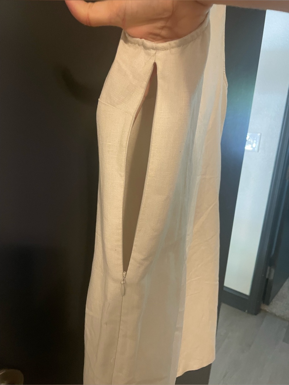 212 Collection Linen Blend Embroidered Shift Dress Cream Black Size 18 - Picture 7 of 8